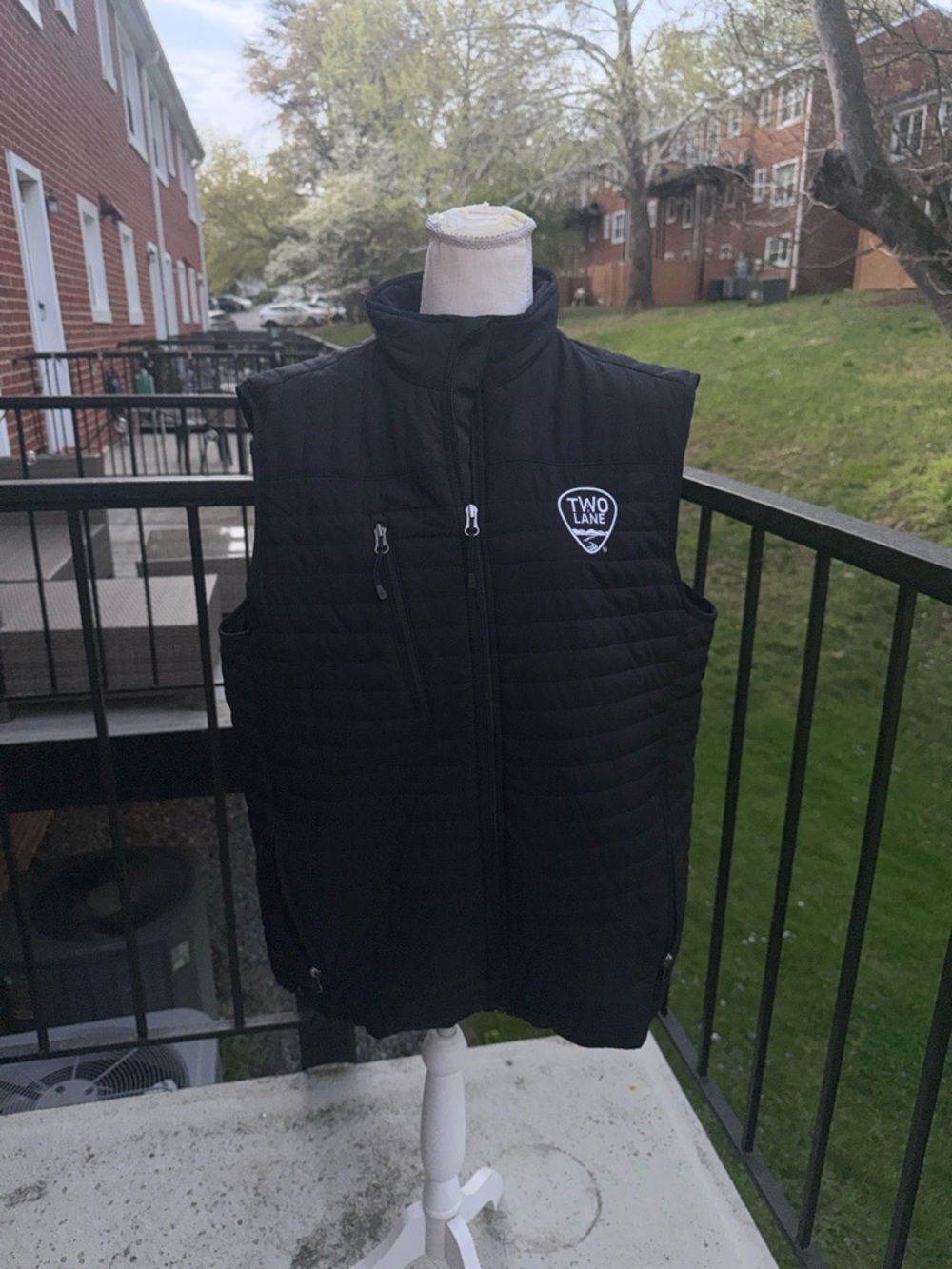 Men's Black Quilted Zip-Front Vest with Logo - Picture 8 of 9